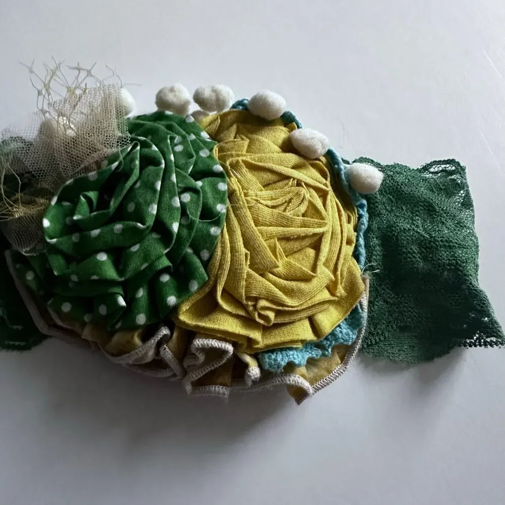 Persnickety Festive Lace Headband with Green and Yellow Floral Detail